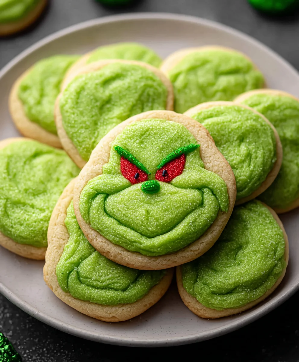 Grinch Sugar Cookies- Easy Festive Holiday Treat