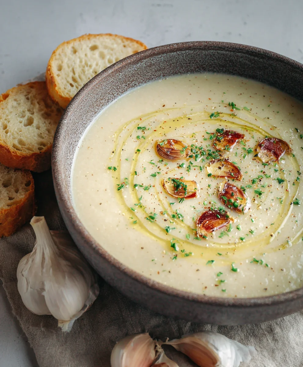 Easy Roasted Garlic Soup-Simple Comfort Food Recipe
