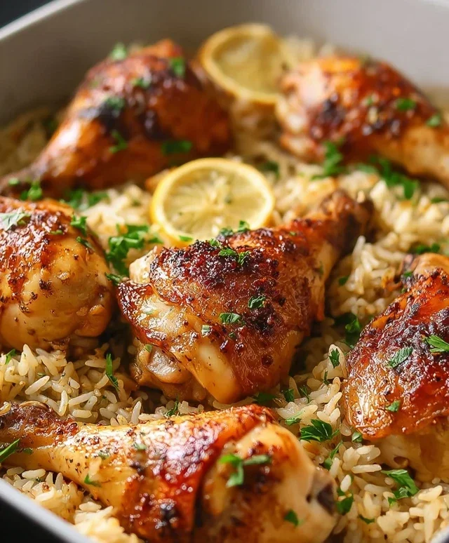 Baked Chicken Legs and Rice