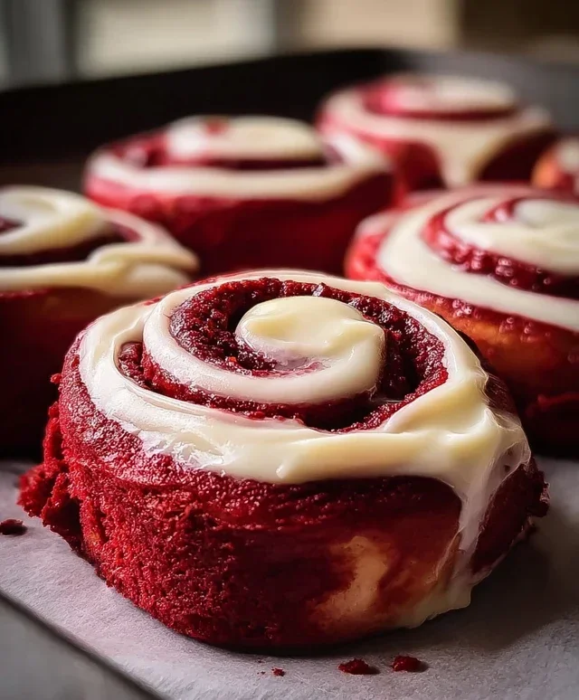 Red Velvet Cinnamon Rolls with Cream Cheese Icing