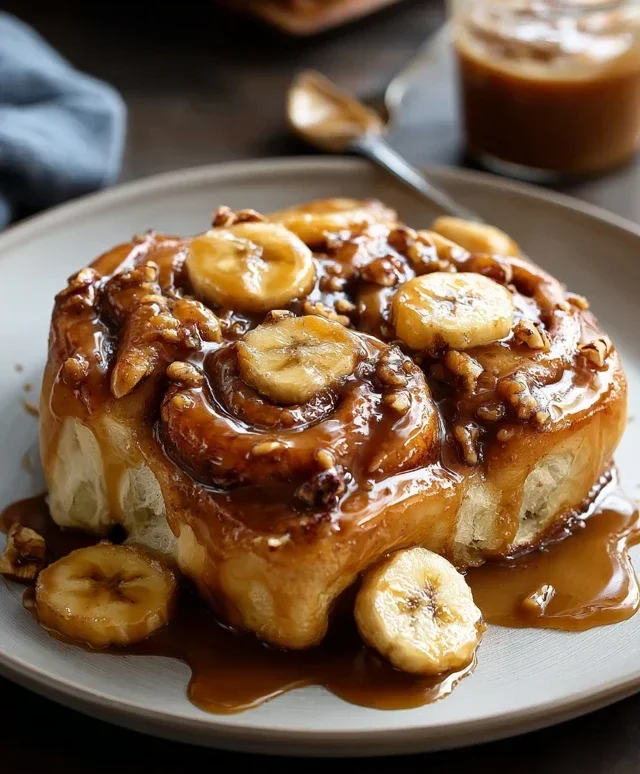 Bananas Foster Cinnamon Rolls
