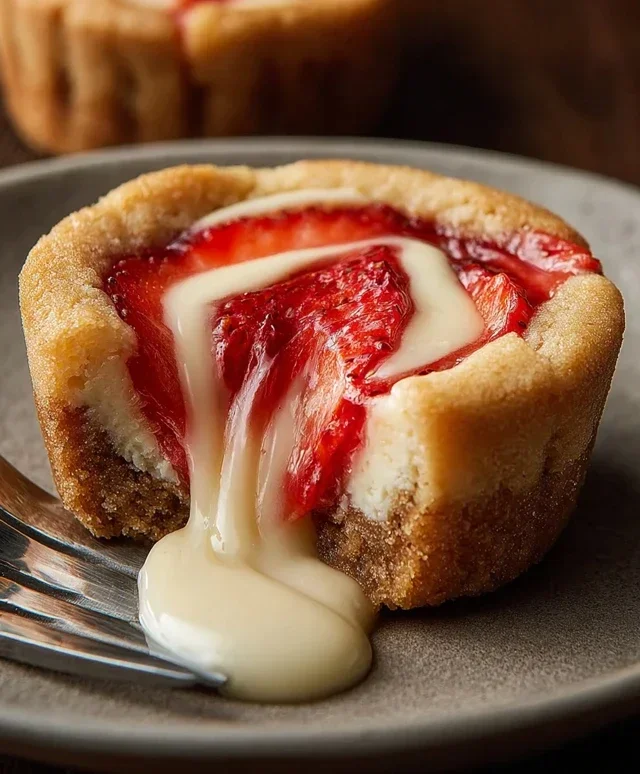 Strawberry Swirl Cheesecake Cookie Cups