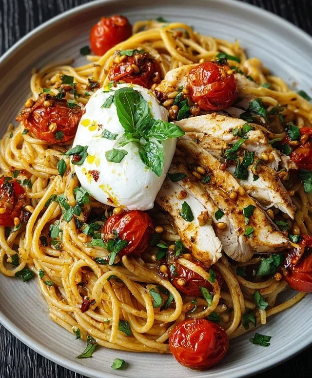 Chicken Spaghetti with Burrata