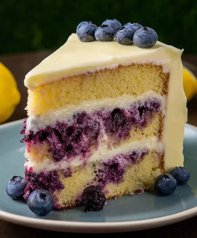 Blueberry Cake with Lemon Cream Cheese Frosting