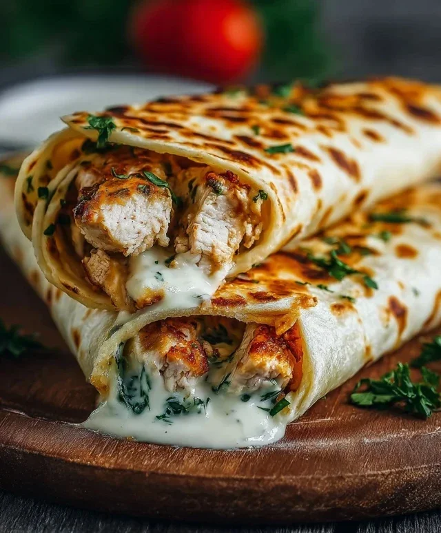 Low Carb Cheesy Garlic Chicken Wraps