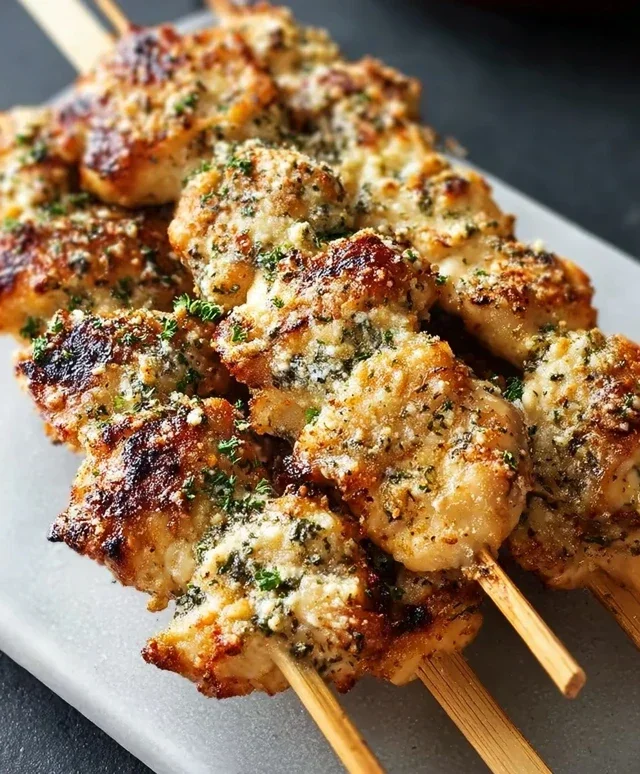 Ranch Garlic Parmesan Chicken Skewers