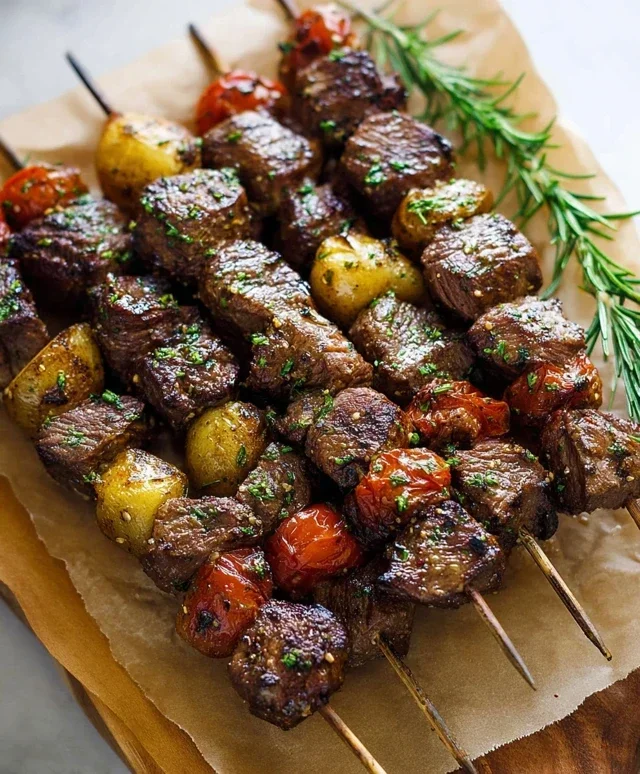 Rosemary Garlic Steak Kebabs