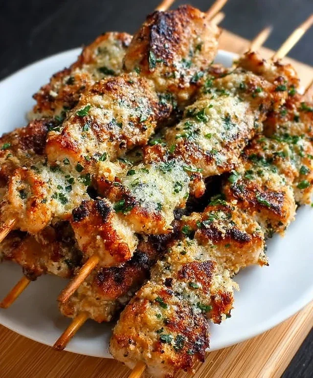 Ranch Garlic Parmesan Chicken Skewers