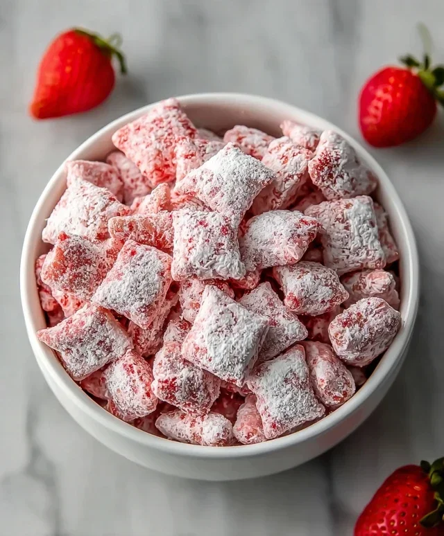 Easy Strawberry Shortcake Puppy Chow