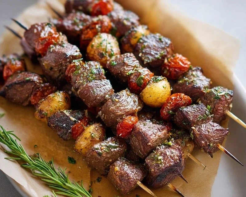 Rosemary Garlic Steak Kebabs