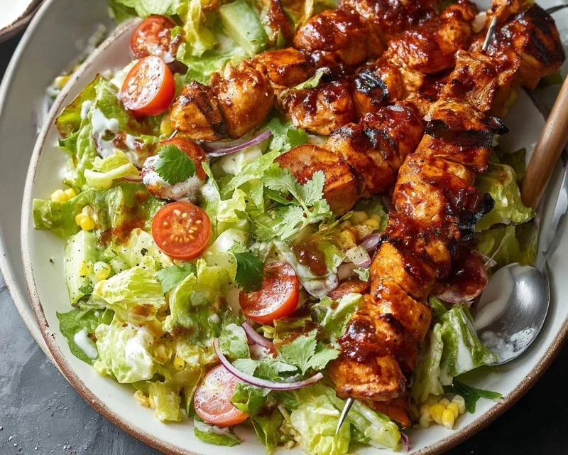 BBQ Chicken Skewer Salad