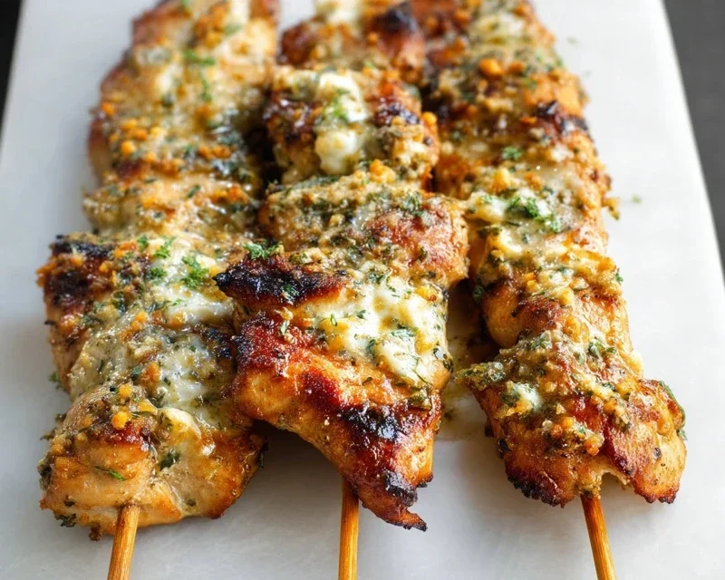 Ranch Garlic Parmesan Chicken Skewers