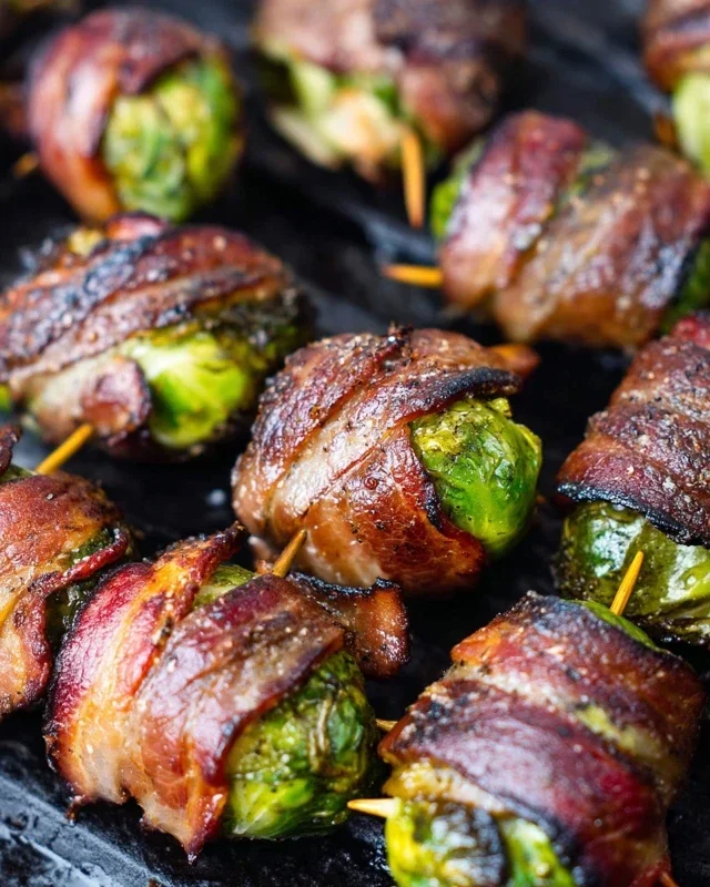 Grilled Beef Beef Bacon Wrapped Brussels Sprouts