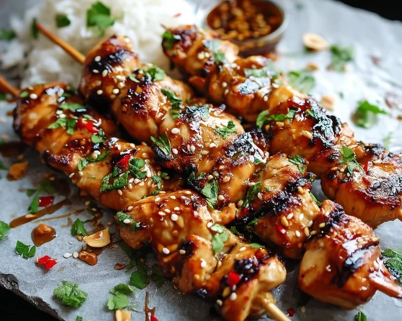Easy Grilled Asian Chicken Skewers with Honey Garlic Sauce