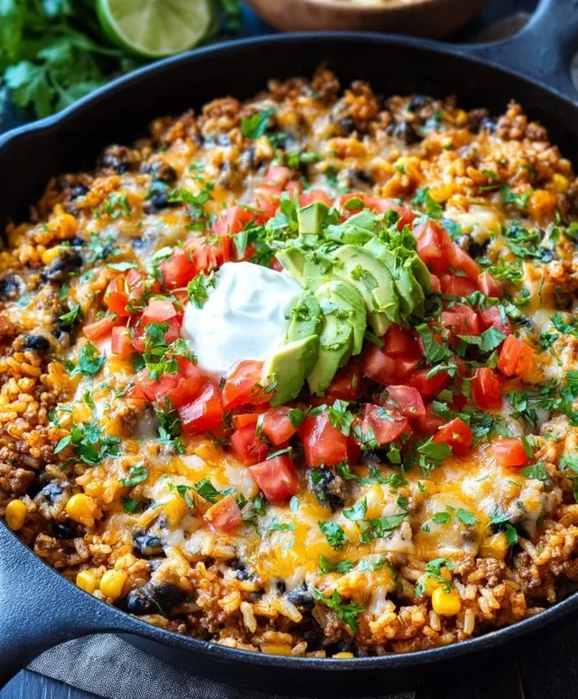 Cheesy Taco Rice Skillet