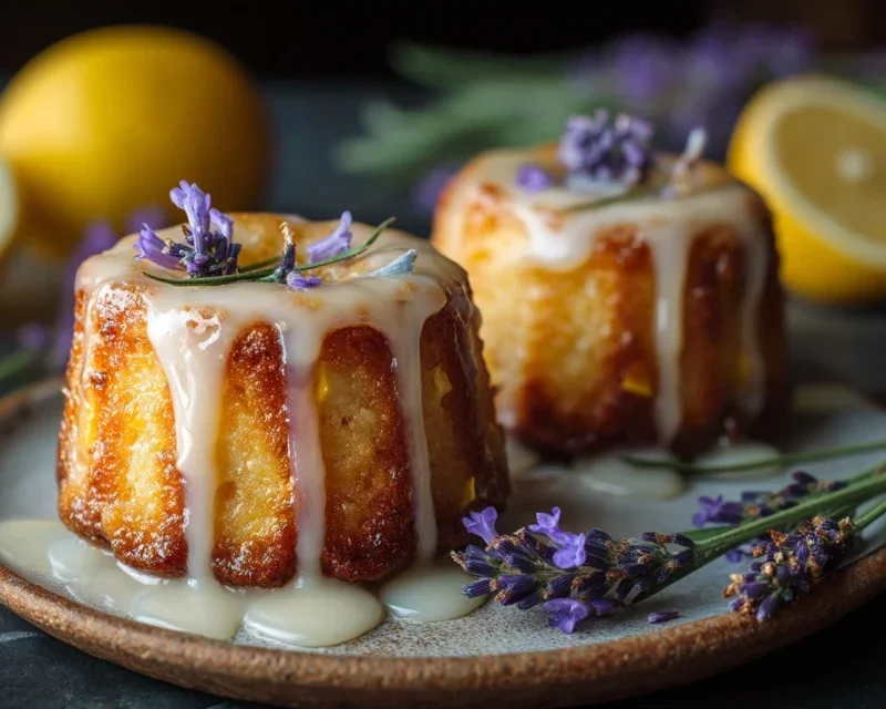 Mini Lemon Cakes With Lavender Glaze