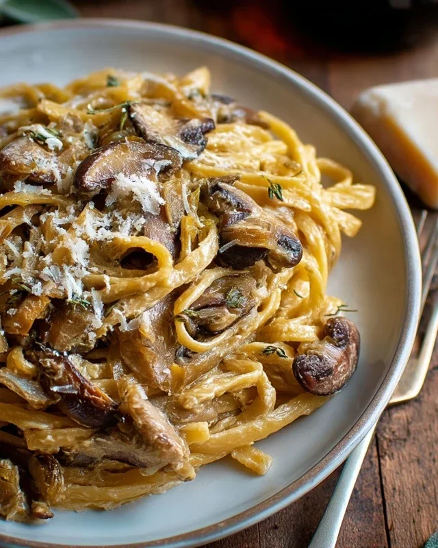 Caramelized Leek and Mushroom Gruyere Pasta