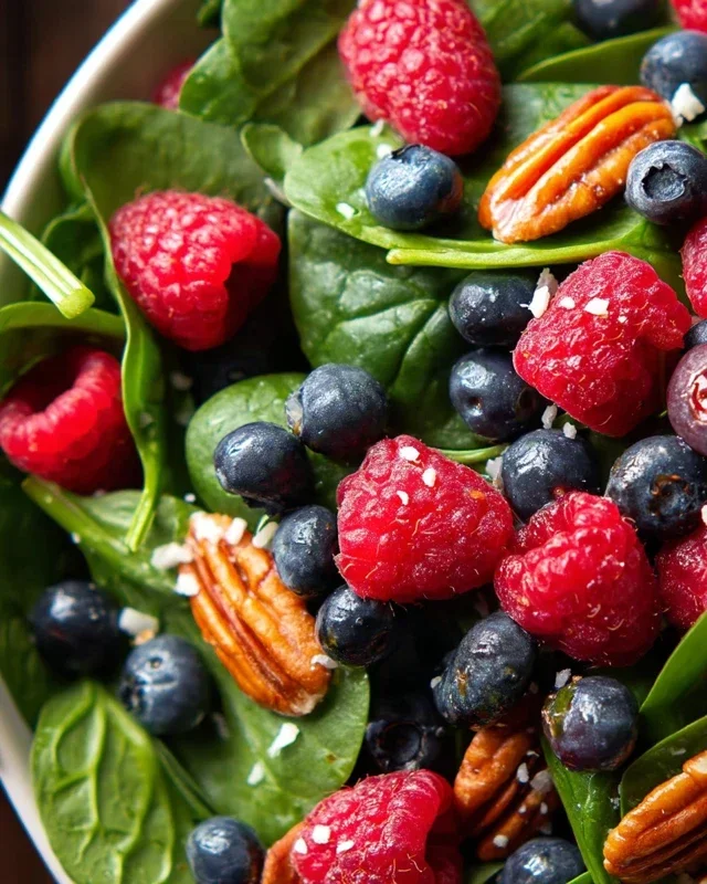Berry Spinach Salad with Blueberries and Raspberries