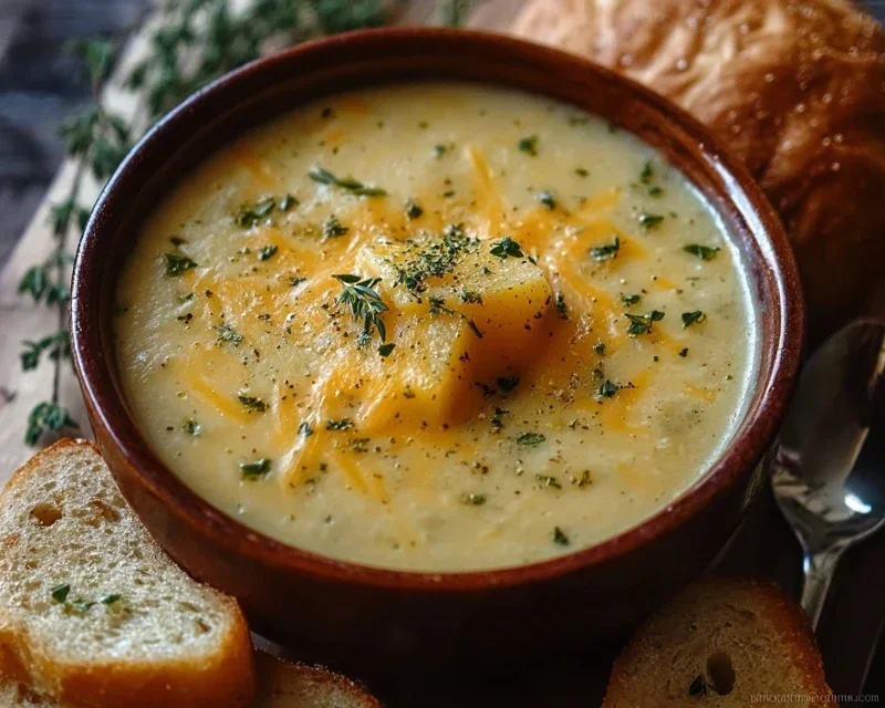 Hearty Cheddar Garlic Herb Potato Soup Recipe