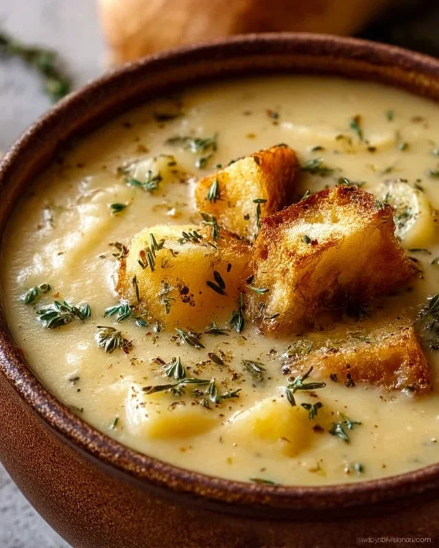 Hearty Cheddar Garlic Herb Potato Soup Recipe