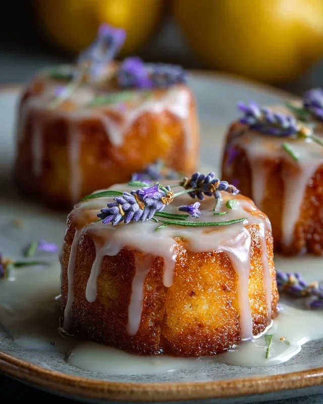 Mini Lemon Cakes With Lavender Glaze