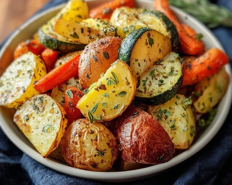Garlic Herb Roasted Potatoes Carrots and Zucchini