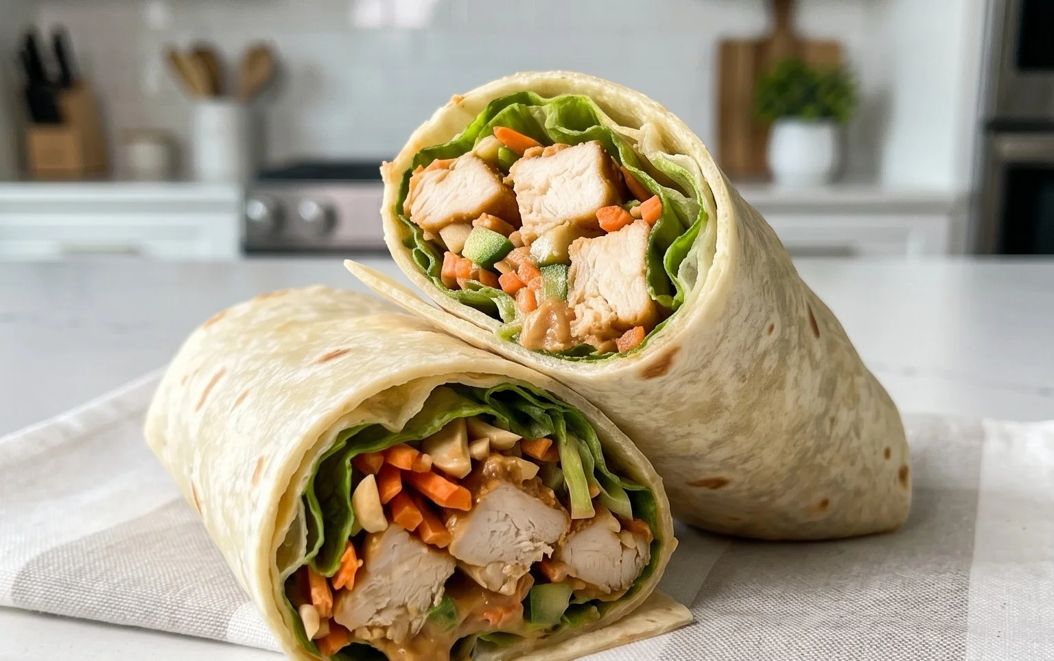 Thai Peanut Chicken Wraps