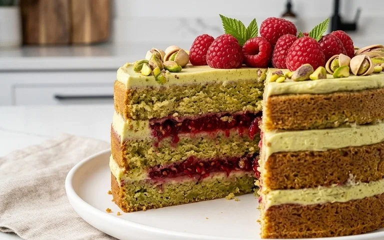 Pistachio Raspberry Cake