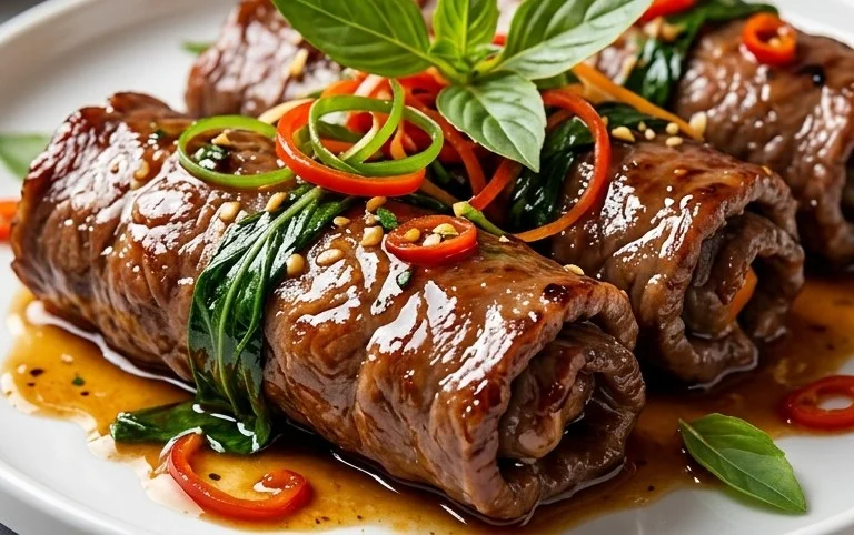 Thai Basil Beef Rolls