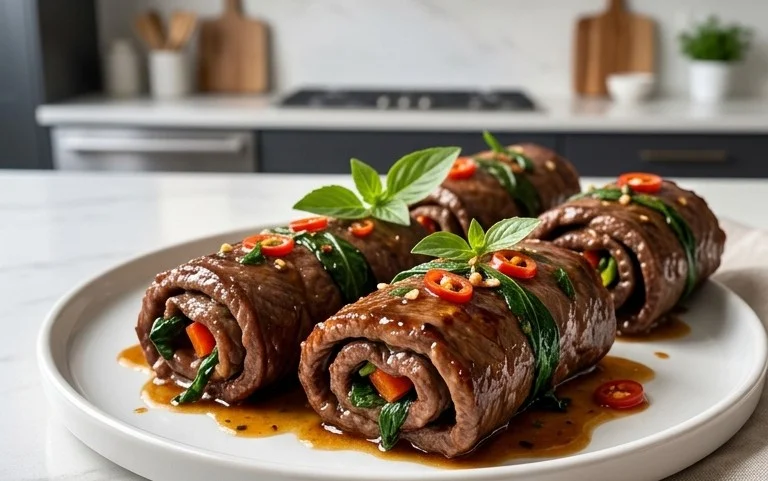 Thai Basil Beef Rolls