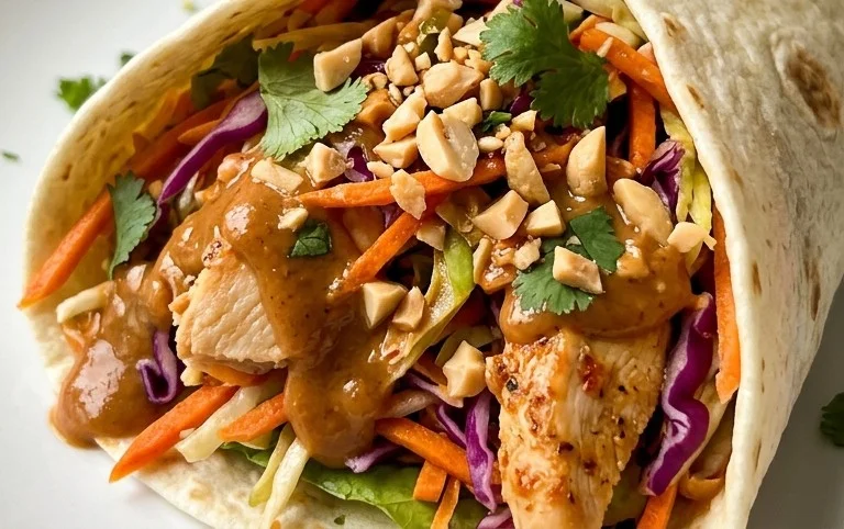 Thai Chicken Wrap with Crunchy Asian Slaw