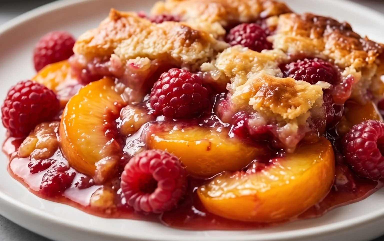Easy Peach and Raspberry Cobbler