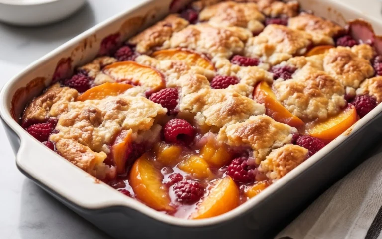 Easy Peach and Raspberry Cobbler