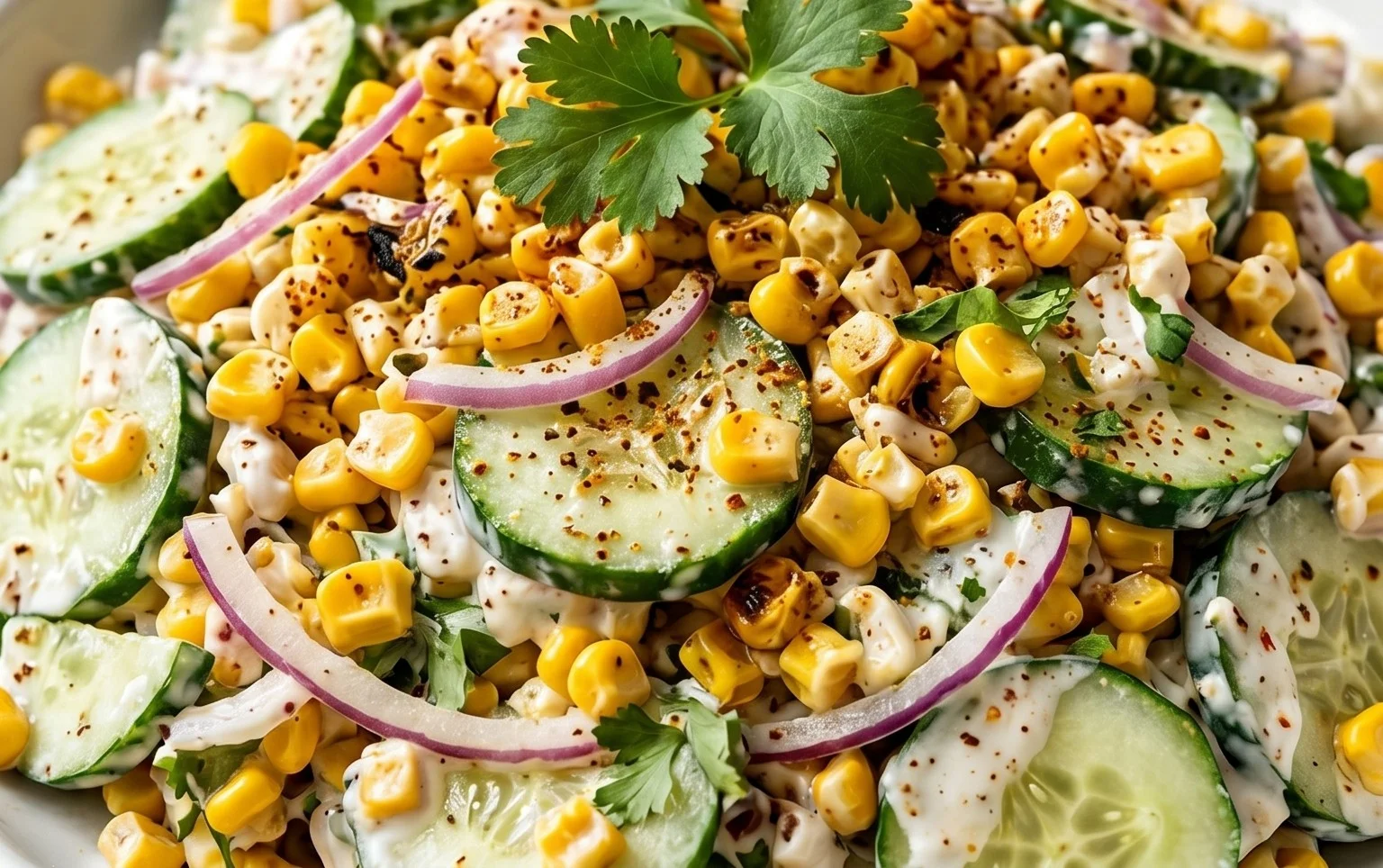 Street Corn Creamy Cucumber Salad