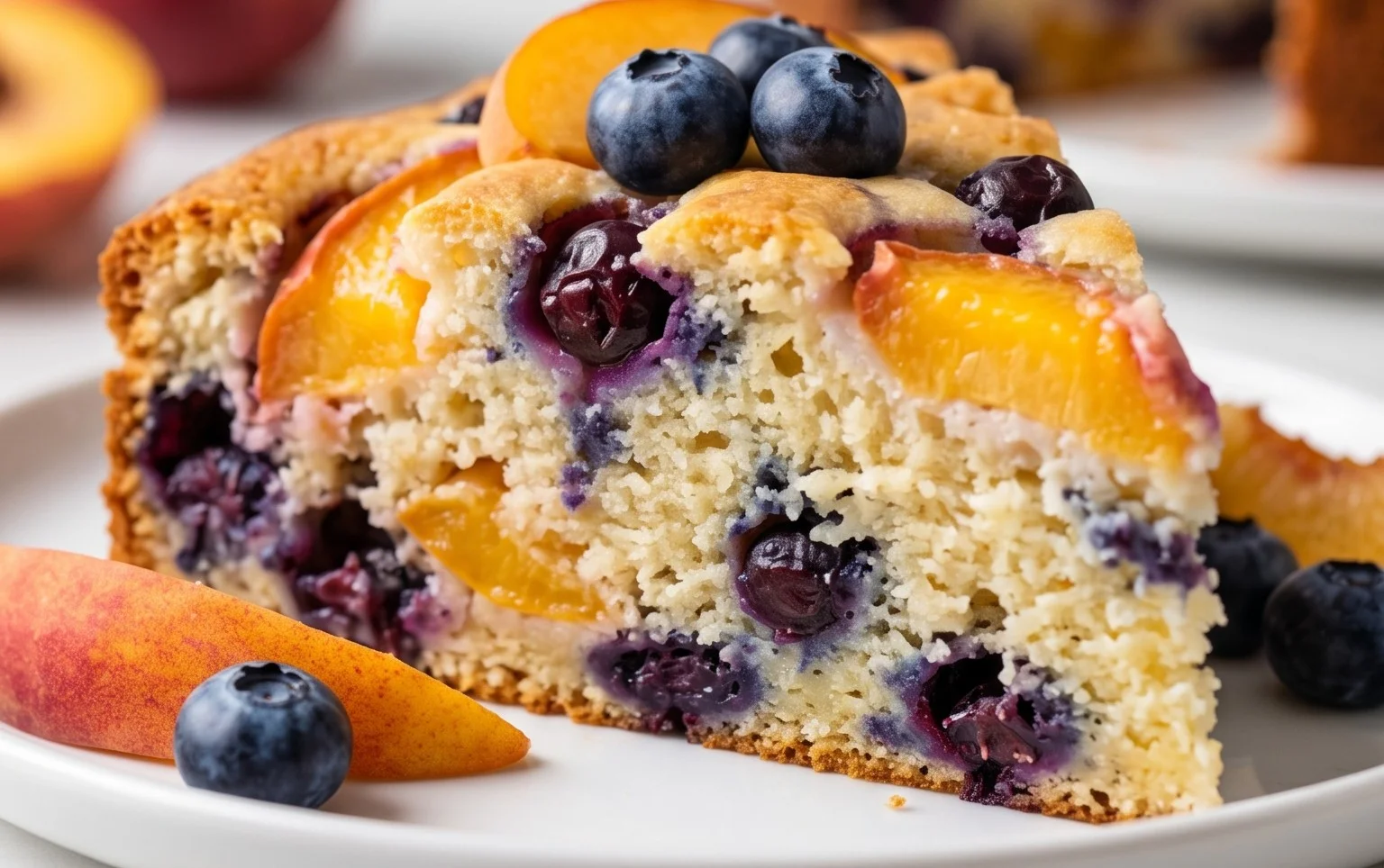 Peach and Blueberry Greek Yogurt Cake