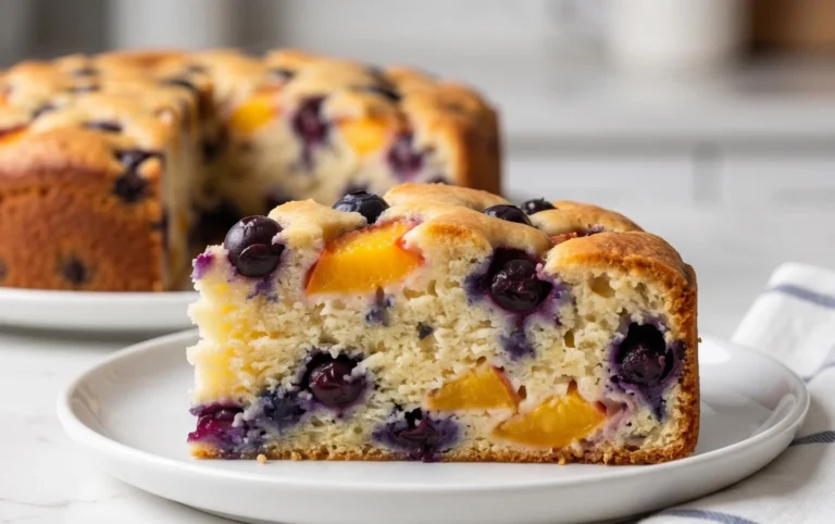 Peach and Blueberry Greek Yogurt Cake