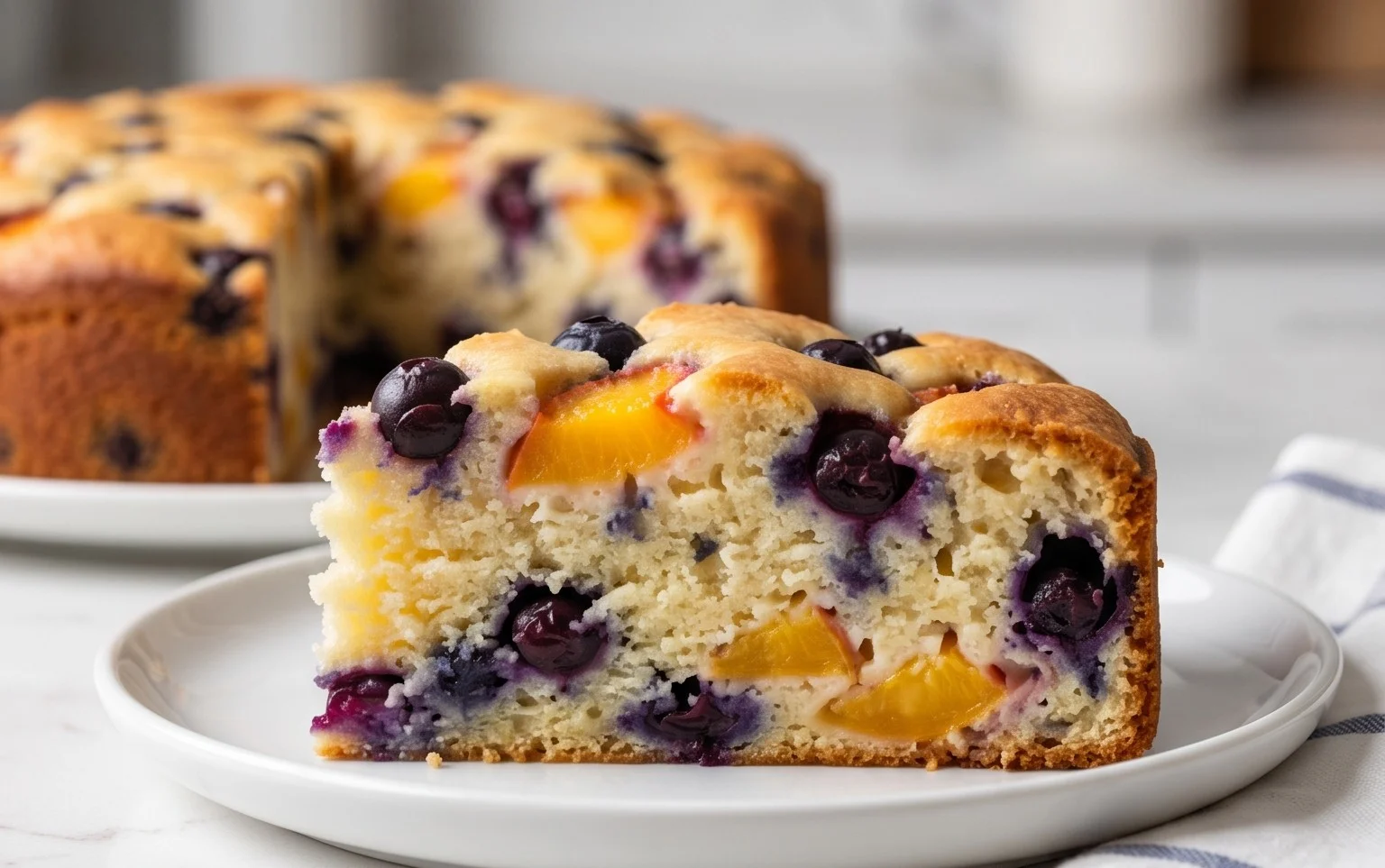 Peach and Blueberry Greek Yogurt Cake