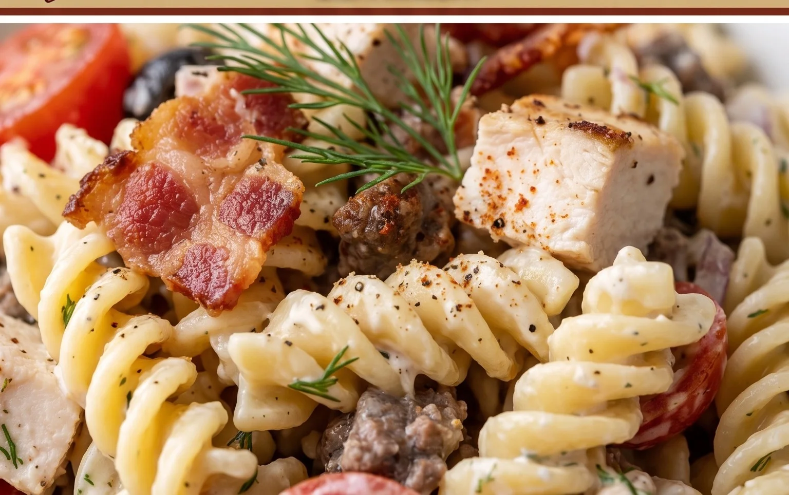 Chicken Beef Bacon Ranch Pasta Salad