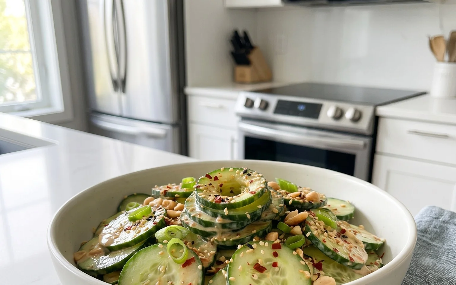 Creamy Asian Cucumber Salad Bowl