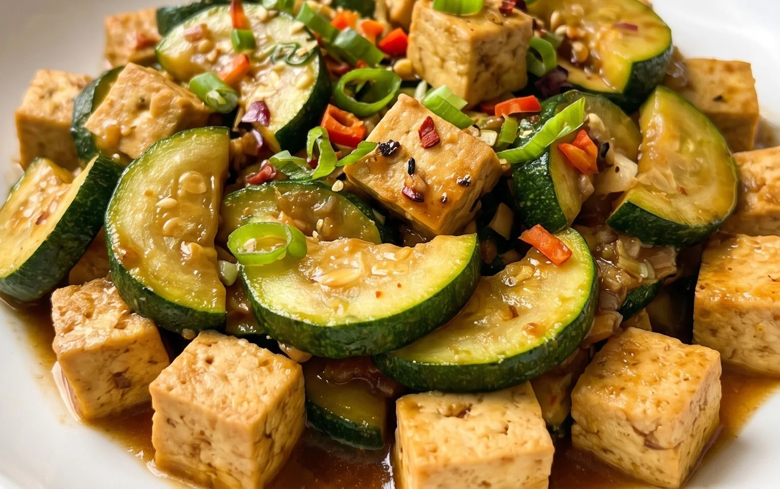 Zucchini Stir Fry With Tofu (Vegan)
