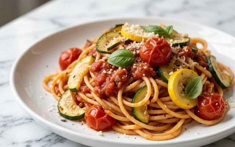 Healthy Tomato Zucchini Pasta