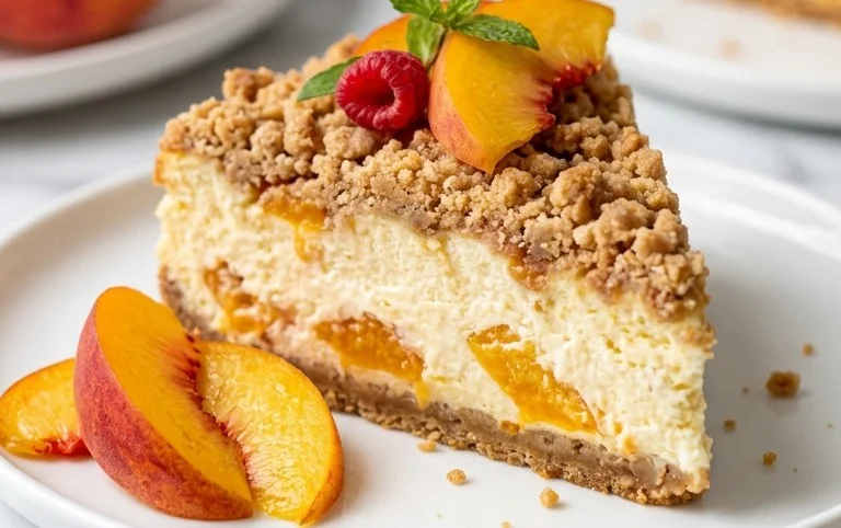 Peach Cream Cheese Cake with Streusel Topping