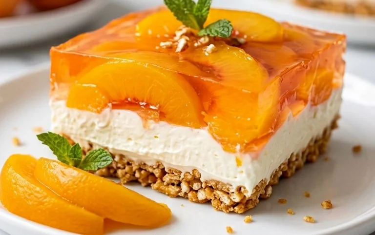Peach Pretzel Salad Dessert