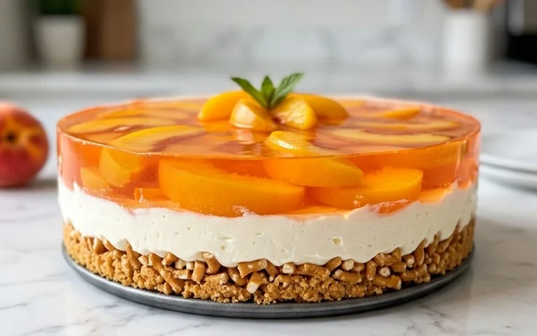 Peach Pretzel Salad Dessert