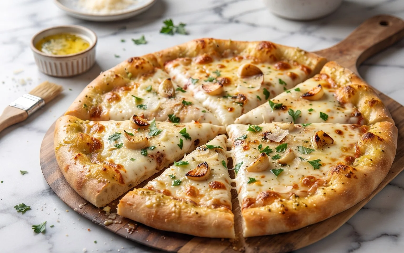 buttery garlic pizza