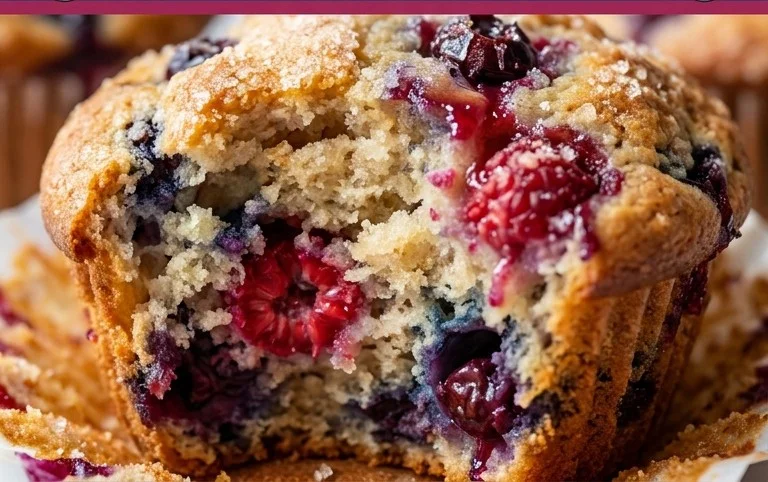 Bakery Style Mixed Berry Muffins | with Frozen Berries