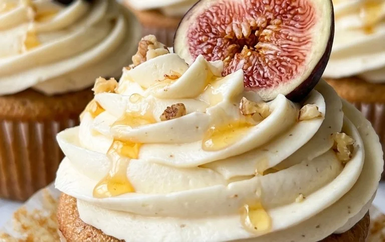 Fig Cupcakes with Honey Cream Cheese Frosting