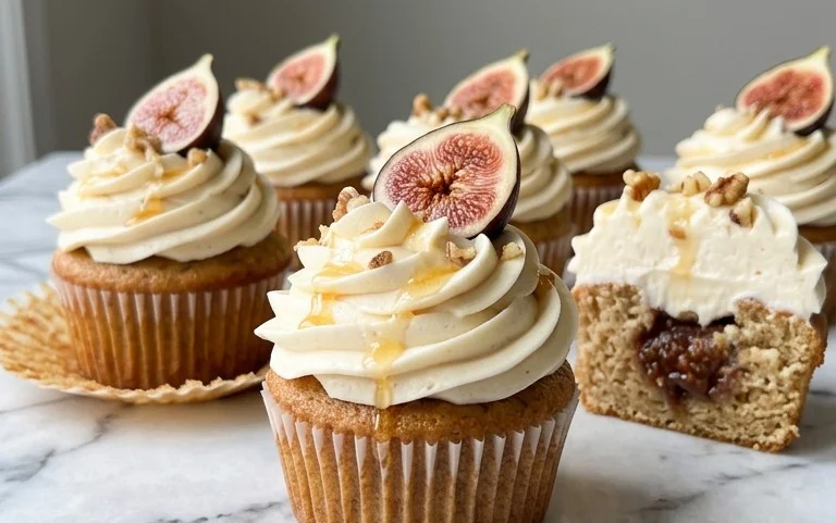 Fig Cupcakes with Honey Cream Cheese Frosting