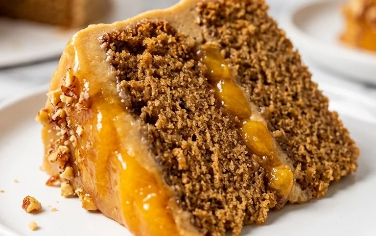 Brown Sugar Layer Cake with Peach Filling