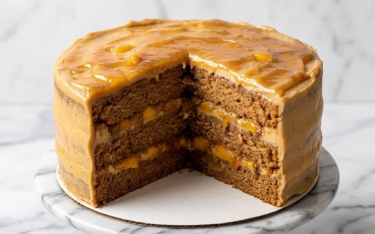 Brown Sugar Layer Cake with Peach Filling